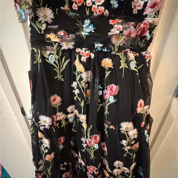 JessaKae Black Maxi Dress with Multicolor Floral Embroidery - Picture 3 of 8